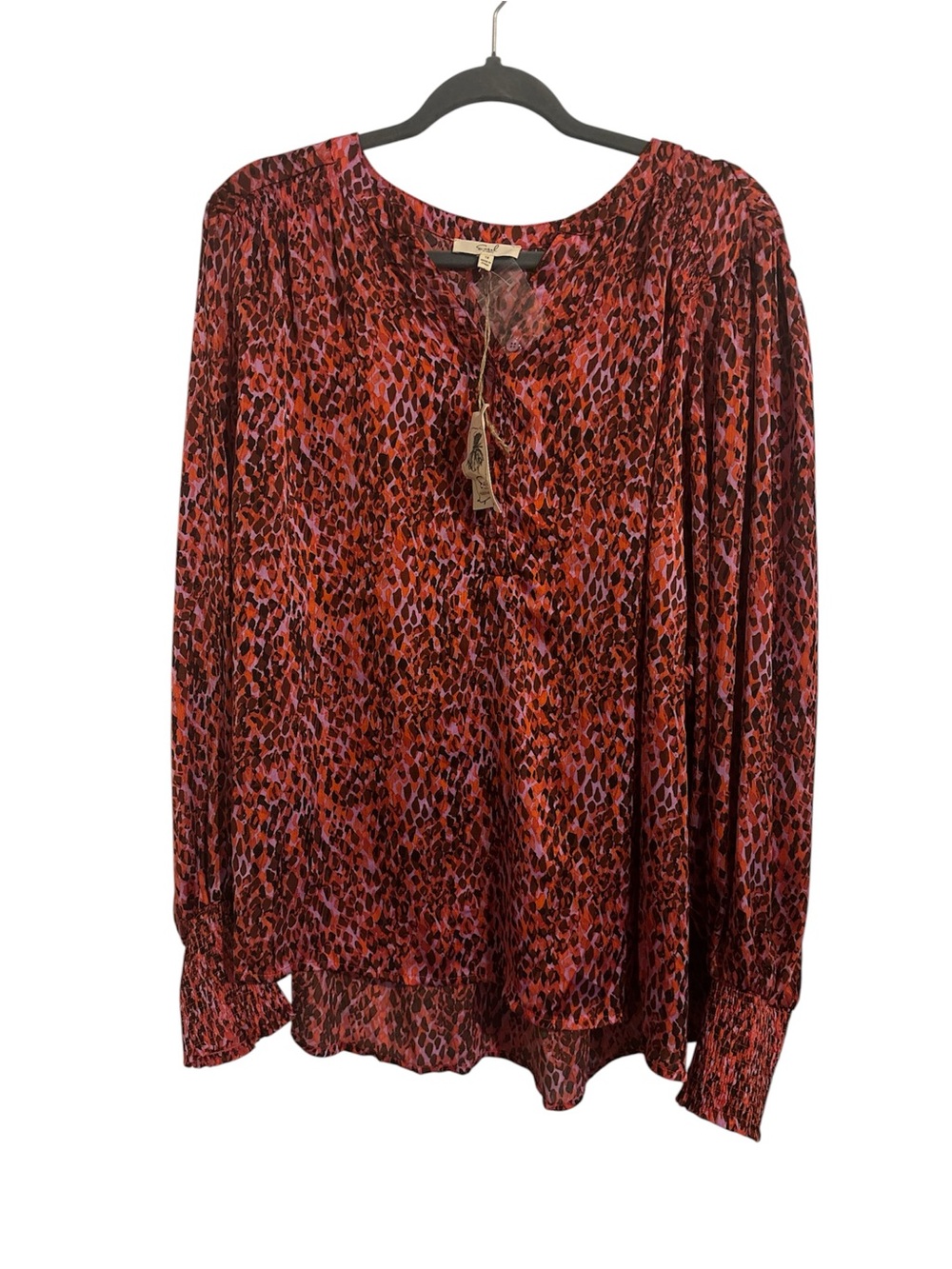 Easel Colorful Animal Print Peasant Blouse